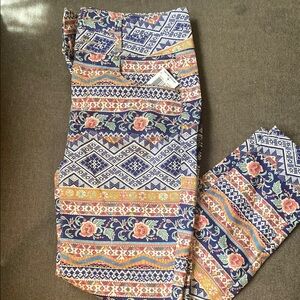 Tinseltown Multicolor Patterned Highwaist Skinny Pants NWT
